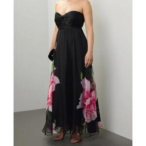 One33 Social Strapless Pleated Sweetheart Gown w/ Floral (Sz:8/ MSRP: $495)